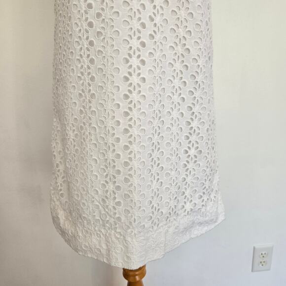 Kate Spade White Eyelet Shift Dress Summer Cotton Preppy Beach Women 2 - Picture 8 of 11